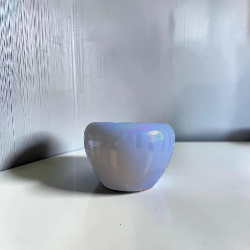 Pier 1 Iridescent Purple Ceramic Bowl Candle Vintage Lavender Luster New